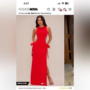 Fashion Nova Vibrant BLACK Maxi Dress with Bow Details